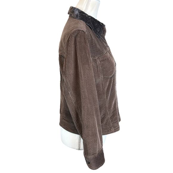 J.Jill Corduroy Jacket Petite Women Small  Brown Velvet Collar Cozy Button Coat - Picture 3 of 13